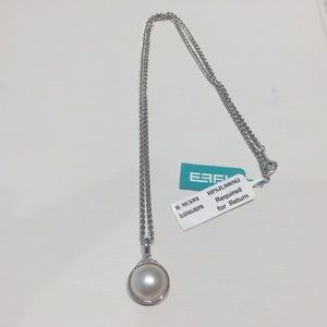 NWT EFFY pearl and diamond sterling silver pendant